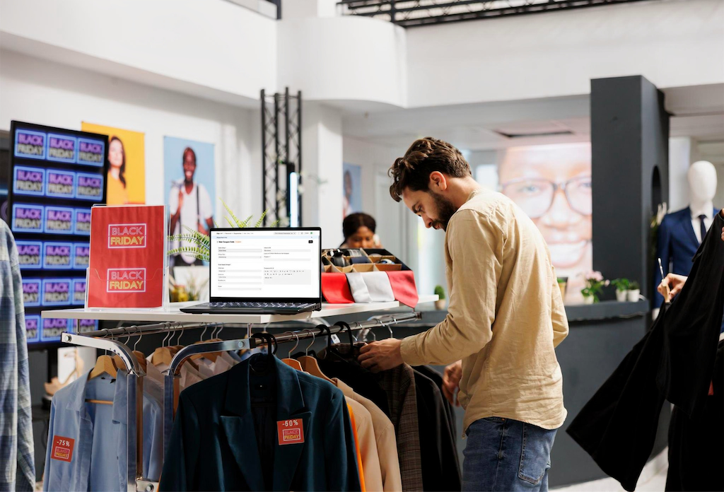 Apparel Factory Worker checking inventory