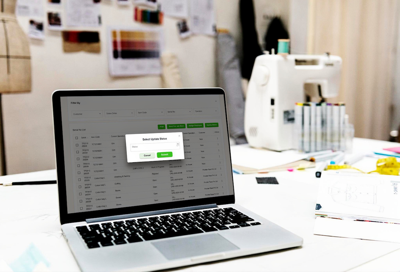 Apparel Factory Worker checking inventory