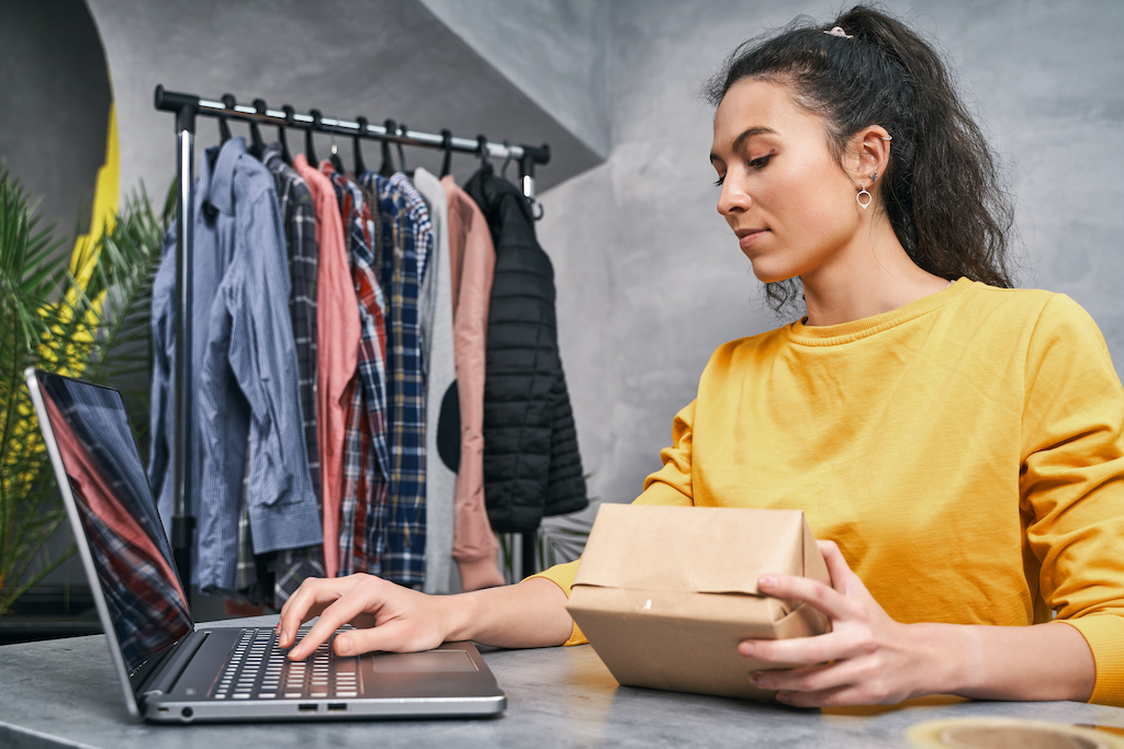 Apparel Factory Worker checking inventory