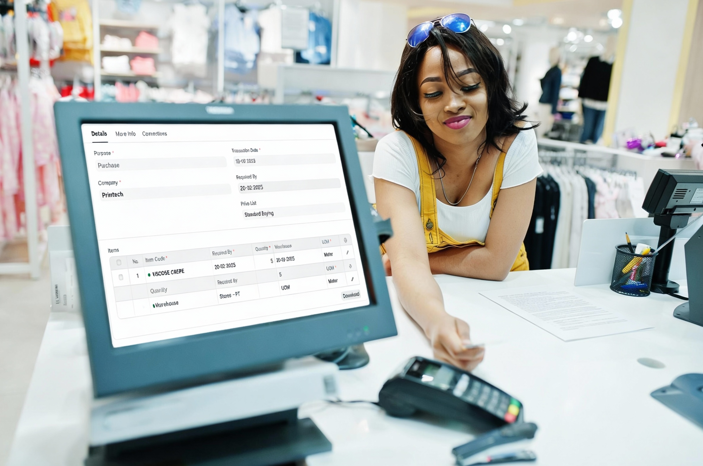 Apparel Factory Worker checking inventory